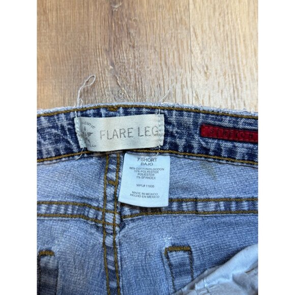 Y2K Arizona Flare Leg Stretch Jeans 7 Short Blue Denim Mid‎ Rise - Picture 4 of 8